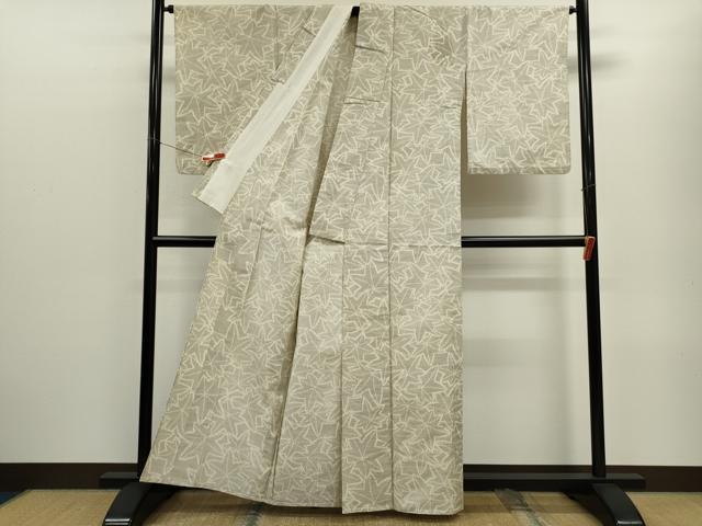 平和屋着物▽上質な紬　単衣　楓尽くし　正絹　逸品　CABF3125ze