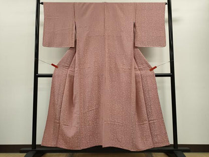 平和屋着物▽上質な小紋　単衣　唐草文　正絹　逸品　CABF3133ze
