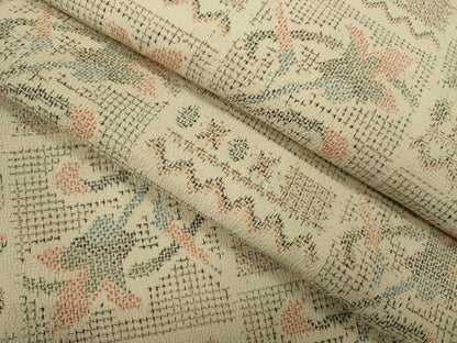 平和屋着物▽本塩沢　単衣　色紙枝花文　正絹　逸品　CABF3134ze