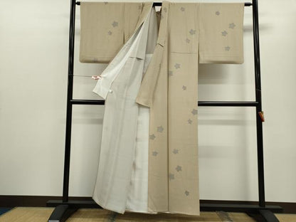 平和屋着物▽上質な小紋　単衣　松葉吉祥文　鈴乃屋扱い　正絹　逸品　CABF3135ze