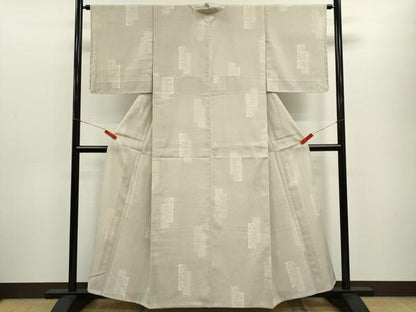 平和屋着物▽本塩沢　単衣　110亀甲　短冊吉祥文　正絹　逸品　未使用　CABF3141ze