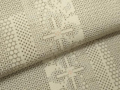 平和屋着物▽本塩沢　単衣　110亀甲　短冊吉祥文　正絹　逸品　未使用　CABF3141ze