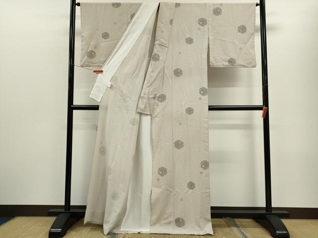 平和屋着物▽上質な小紋　単衣　雪輪舞花文　洗える着物　CABF3142ze