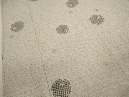 平和屋着物▽上質な小紋　単衣　雪輪舞花文　洗える着物　CABF3142ze