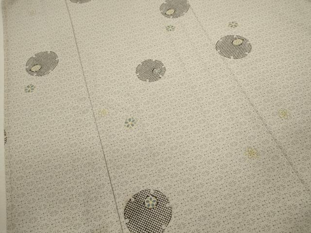平和屋着物▽上質な小紋　単衣　雪輪舞花文　洗える着物　CABF3142ze