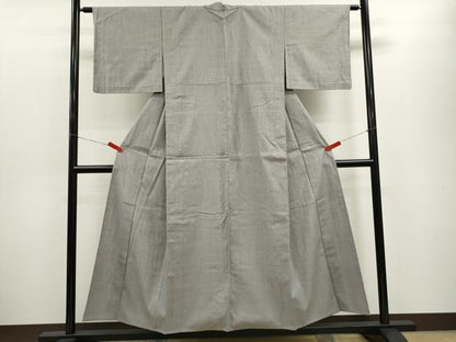 平和屋着物▽本場結城紬　重要無形文化財　単衣　霞文　正絹　逸品　CABF3144ze