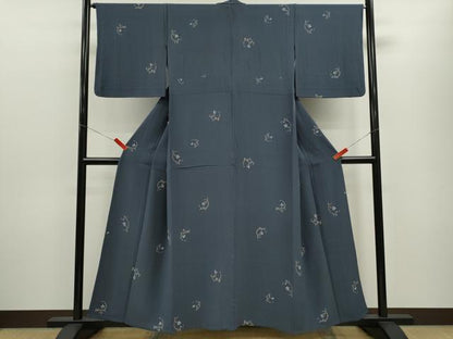 平和屋着物▽上質な小紋　単衣　枝花文　正絹　逸品　CABF3145ze