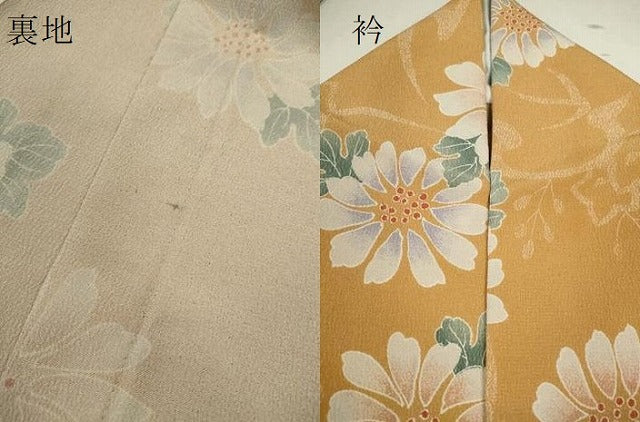 平和屋着物▽上質な小紋　単衣　草花文　鬼しぼ縮緬　正絹　逸品　CABF3147ze