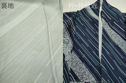 平和屋着物▽上質な小紋　単衣　斜線吉祥文　正絹　逸品　CABF3148ze