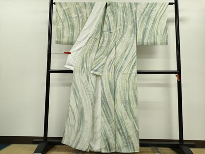 平和屋着物▽上質な小紋　単衣　吉祥地紋　暈し染め　正絹　逸品　CABF3149ze