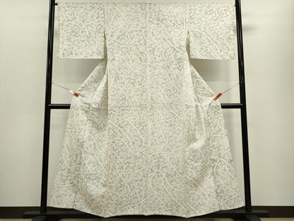 平和屋着物▽上質な小紋　単衣　枝花文　正絹　逸品　CABF3150ze