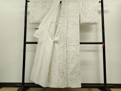 平和屋着物▽上質な小紋　単衣　枝花文　正絹　逸品　CABF3150ze