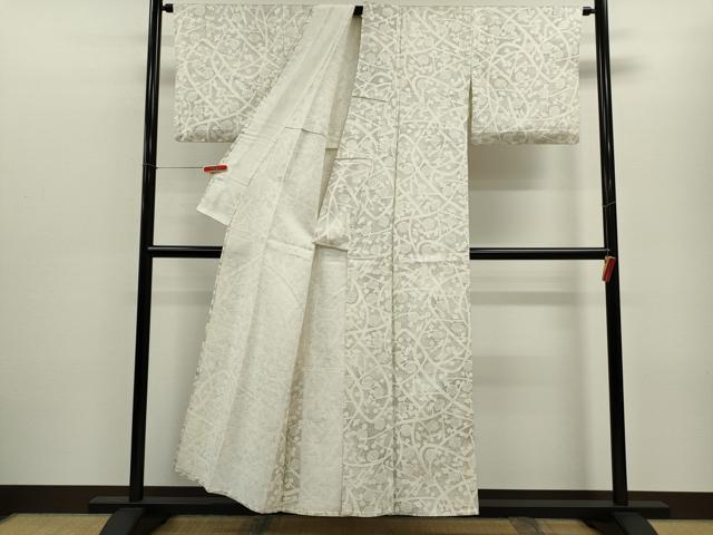 平和屋着物▽上質な小紋　単衣　枝花文　正絹　逸品　CABF3150ze