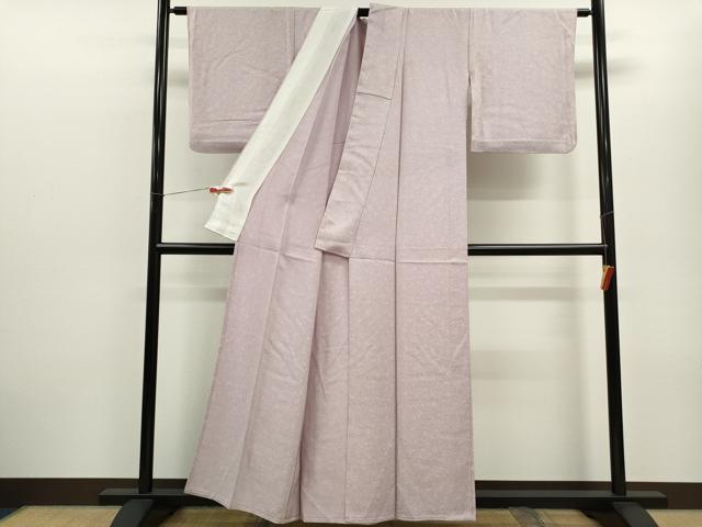 平和屋着物▽上質な小紋　単衣　草花文　正絹　逸品　CABF3151ze