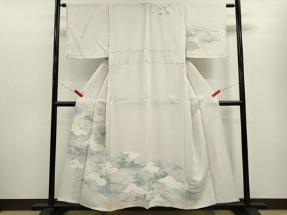 平和屋着物▽訪問着　単衣　刺繍　戦　暈し染め　正絹　逸品　CABF3152ze