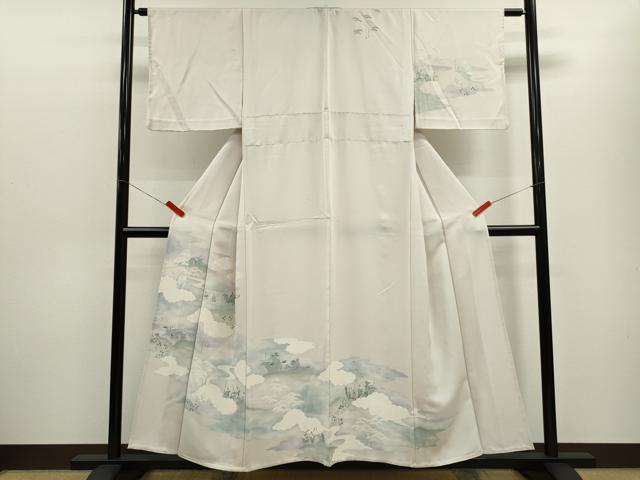 平和屋着物▽訪問着　単衣　刺繍　戦　暈し染め　正絹　逸品　CABF3152ze