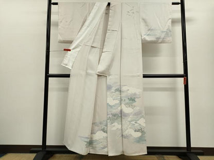 平和屋着物▽訪問着　単衣　刺繍　戦　暈し染め　正絹　逸品　CABF3152ze