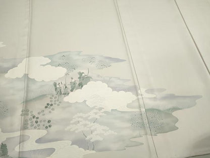 平和屋着物▽訪問着　単衣　刺繍　戦　暈し染め　正絹　逸品　CABF3152ze