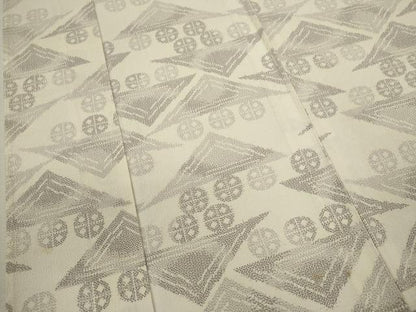 平和屋着物▽本塩沢　単衣　幾何学模様　正絹　逸品　CABF3155ze