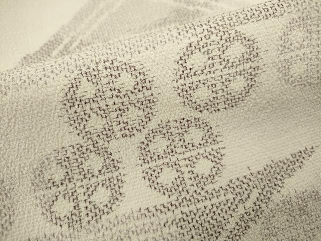 平和屋着物▽本塩沢　単衣　幾何学模様　正絹　逸品　CABF3155ze