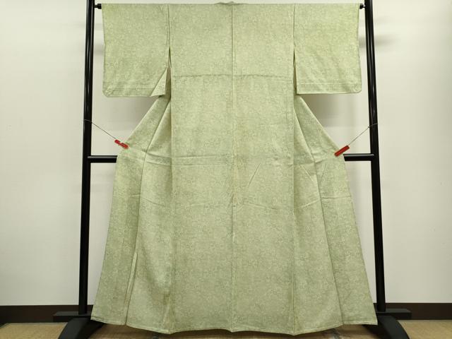 平和屋着物▽上質な小紋　単衣　草花文　正絹　逸品　CABF3157ze