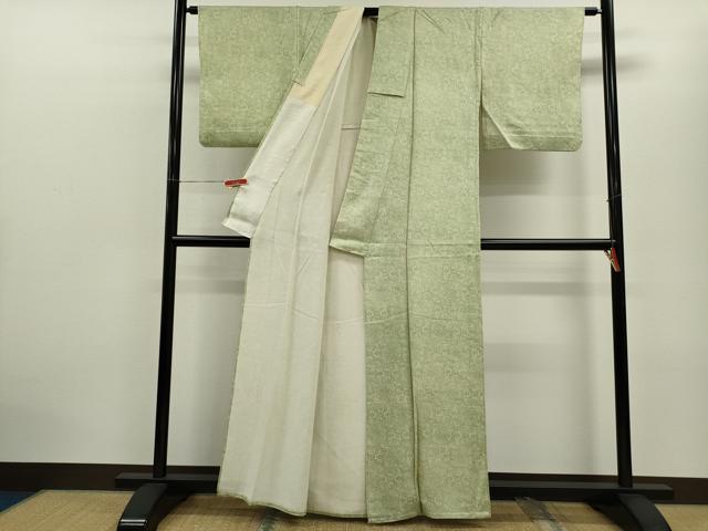 平和屋着物▽上質な小紋　単衣　草花文　正絹　逸品　CABF3157ze