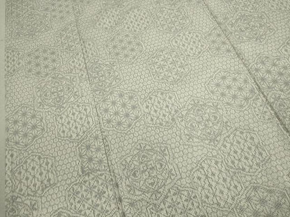 平和屋着物▽上質な紬　単衣　吉祥草花文　正絹　逸品　CABF3158ze