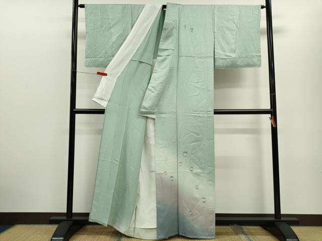 平和屋着物▽訪問着　単衣　水玉　暈し染め　金彩　正絹　逸品　CABF3161ze