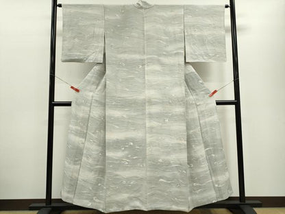 平和屋着物▽上質な小紋　単衣　手描き　墨流し文様　暈し染め　正絹　逸品　CABF3162ze