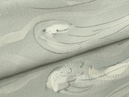 平和屋着物▽上質な小紋　単衣　手描き　墨流し文様　暈し染め　正絹　逸品　CABF3162ze