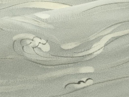 平和屋着物▽上質な小紋　単衣　手描き　墨流し文様　暈し染め　正絹　逸品　CABF3162ze
