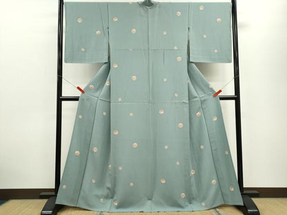 平和屋着物▽上質な小紋　単衣　雪輪吉祥文　正絹　逸品　CABF3164ze