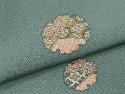 平和屋着物▽上質な小紋　単衣　雪輪吉祥文　正絹　逸品　CABF3164ze