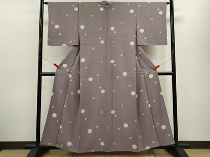 平和屋着物▽上質な小紋　単衣　鞠枝梅文　正絹　逸品　CABF3165ze