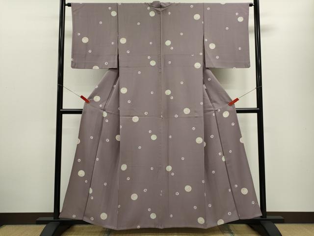 平和屋着物▽上質な小紋　単衣　鞠枝梅文　正絹　逸品　CABF3165ze