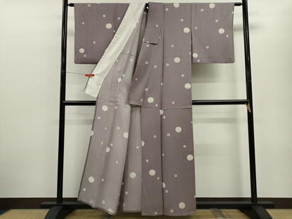 平和屋着物▽上質な小紋　単衣　鞠枝梅文　正絹　逸品　CABF3165ze