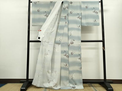 平和屋着物▽小紋　単衣　草花文　暈し染め　さんび謹製　洗える着物　CABF3166ze