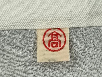 平和屋着物▽上質な色無地　単衣　桐唐草地紋　白鼠色　高島屋扱い　正絹　逸品　CABF3167ze