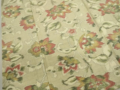 平和屋着物▽上質な紬　単衣　更紗花唐草文　正絹　逸品　CABF3168ze