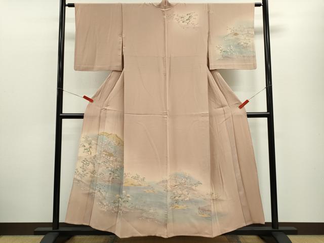 平和屋着物▽訪問着　単衣　風景文　暈し染め　正絹　逸品　CABF3169ze