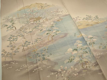 平和屋着物▽訪問着　単衣　風景文　暈し染め　正絹　逸品　CABF3169ze