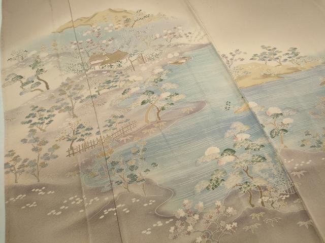 平和屋着物▽訪問着　単衣　風景文　暈し染め　正絹　逸品　CABF3169ze