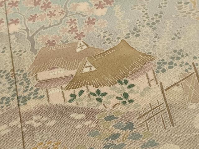 平和屋着物▽訪問着　単衣　風景文　暈し染め　正絹　逸品　CABF3169ze