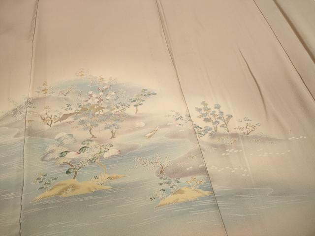 平和屋着物▽訪問着　単衣　風景文　暈し染め　正絹　逸品　CABF3169ze