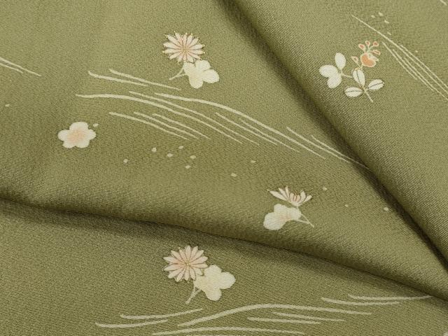 平和屋着物▽上質な小紋　単衣　立波枝花文　金彩　正絹　逸品　CABF3170ze