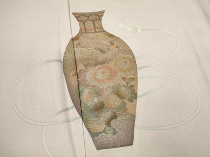 平和屋着物▽訪問着　単衣　陶器草花文　金彩　正絹　逸品　CABF3171ze