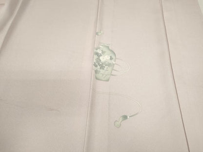 平和屋着物▽訪問着　単衣　陶器草花文　金彩　正絹　逸品　CABF3171ze