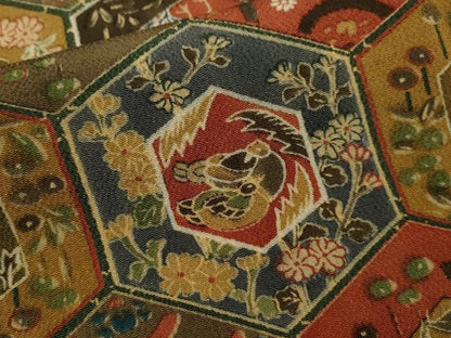 平和屋着物■上質な小紋　亀甲花鳥文　正絹　逸品　CABF3174ze