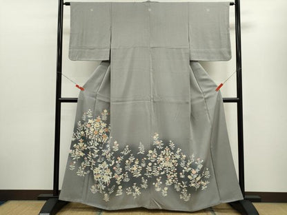 平和屋着物■豪華色留袖 駒刺繍 枝花文 暈し染め 金彩 正絹 逸品 CABF3175ze