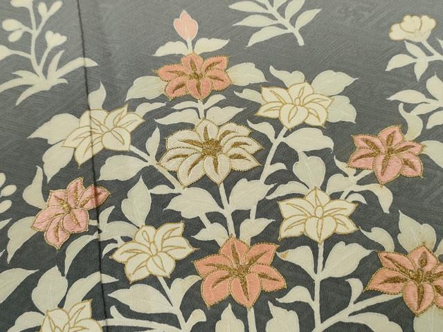 平和屋着物■豪華色留袖 駒刺繍 枝花文 暈し染め 金彩 正絹 逸品 CABF3175ze